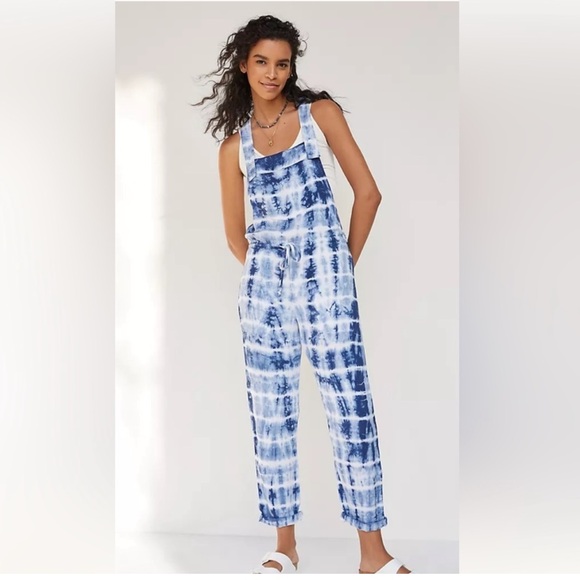 Anthropologie Pants - Cloth & Stone Anthropologie Asta Tie Dye Jumpsuit Romper Size XS Blue White